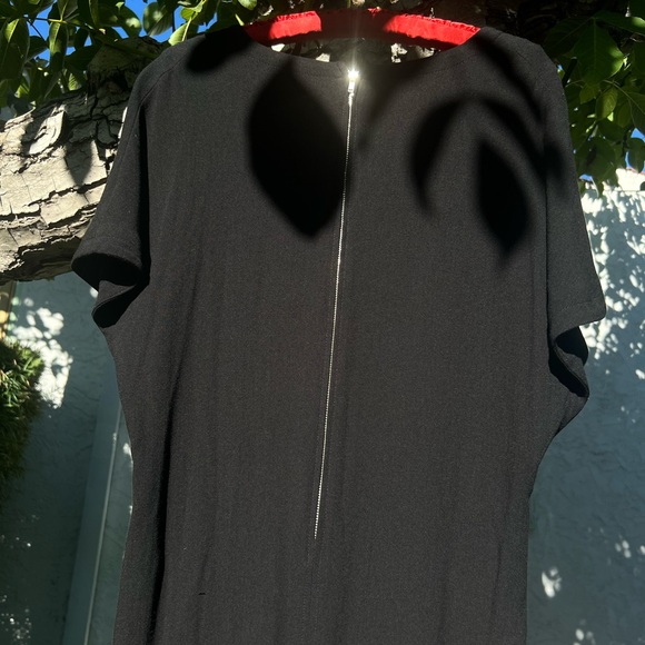 Apiece Apart Black V-Neck Linen-Blend Dress with Front Pockets | Dolman Sleeves - Picture 7 of 10